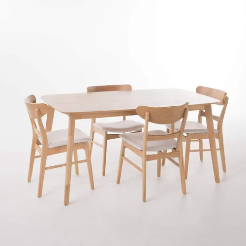 Miniatura 11 de Christopher Knight Home Idalia - Juego de comedor rectangular de 50 pulgadas, juego de 5 piezas, nogal natural y beige claro