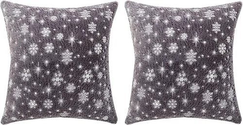 Miniatura 10 de MOJUN Fundas de almohada de Navidad, paquete de 2 fundas de almohada decorativas suaves y bonitas con fundas de almohada impresas con purpurina