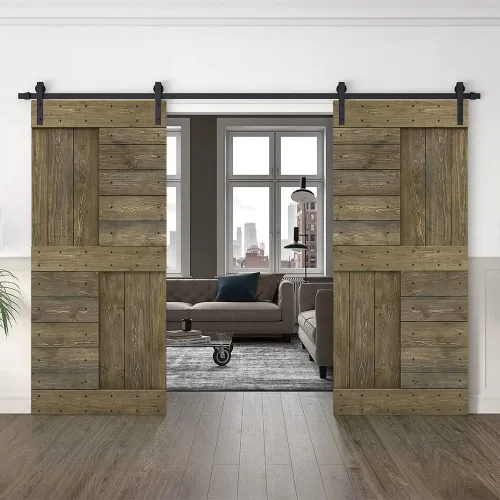 Miniatura 20 de TMS Serie N - Puerta corrediza interior de madera de pino anudada con kit de herrajes deslizantes (32 x 84 pulgadas, blanco)