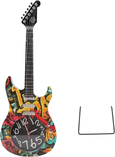 Naroote Reloj de pared a pilas, reloj de pared vintage, reloj de pared de guitarra, reloj de pared decorativo de guitarra, simulación resistente a