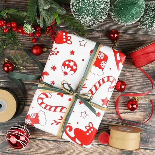 Miniatura 6 de FOIMAS Cinta de papel de rafia de 984 pies, cinta de papel kraft rojo, verde y marrón, cuerda de regalo para envolver regalos de Navidad