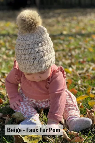 Miniatura 5 de Funky Junque Exclusives - Gorro de punto para bebé, gorro de invierno cálido con pompón y calavera