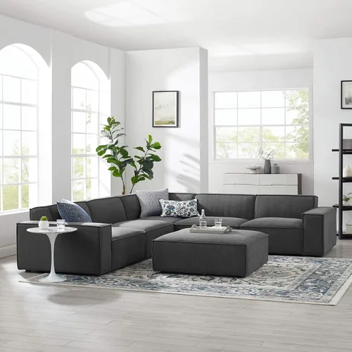 Miniatura 10 de Modway Restore - Sofá seccional tapizado de 5 piezas en color carbón