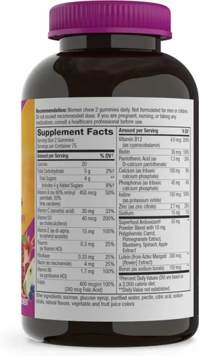 Miniatura 8 de Nature's Way Alive! Gomitas multivitamínicas diarias para mujeres de 50+, suplementos para mujeres, apoya la salud del corazón, cerebro y huesos,*