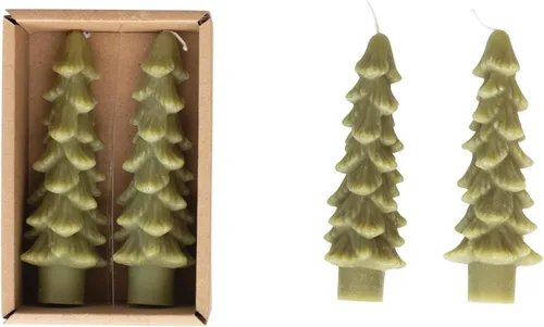 Miniatura 8 de Creative Co-Op Velas cónicas en forma de árbol sin perfume, color beige ponche de huevo, juego de 2 en caja Ponche de huevo beige