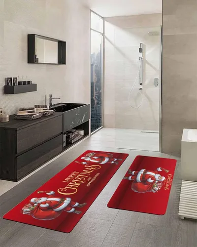 Miniatura 2 de Tapete de baño de Papá Noel para bañera, antideslizante, de secado rápido y absorbente, tierra de diatomeas, fregadero de ducha, cocina, lavable