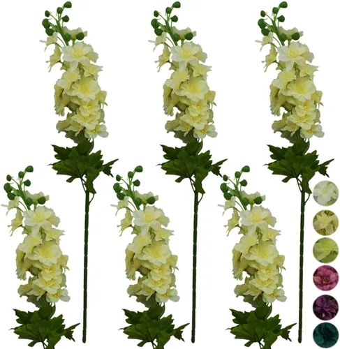 Miniatura 9 de 6 tallos de 31" Delphinium Ajacis flores artificiales de seda (azul)