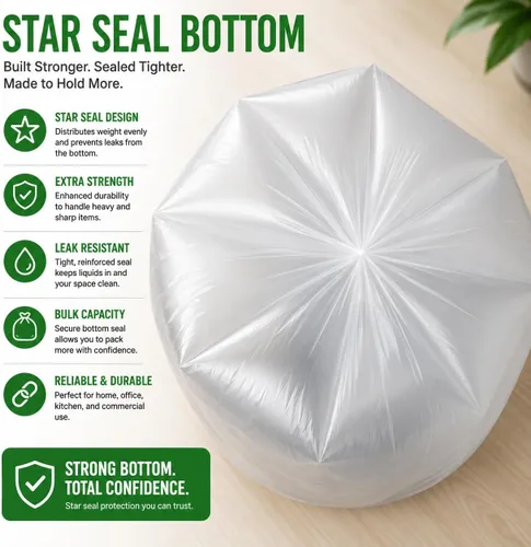 Miniatura 7 de Bolsas de basura transparentes de 7 a 10 galones (110 bolsas) de 29 x 24 pulgadas, bolsas de basura extragrandes y medianas para cocina, bolsas