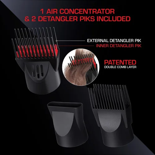 Miniatura 4 de Kiss Productos Red Pro 3200 Turbo Pro Detangler Secador de CA con 3 accesorios de peinado adicionales
