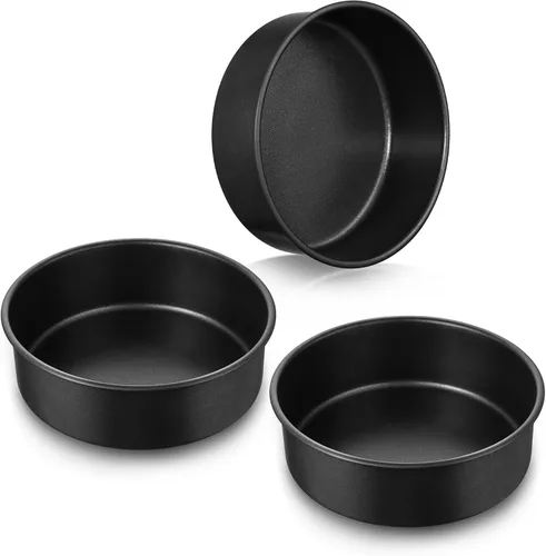 Miniatura 13 de E-far Molde para pasteles de 3 piezas (4/6/8 pulgadas), moldes redondos de acero inoxidable antiadherentes para hornear, moldes de metal