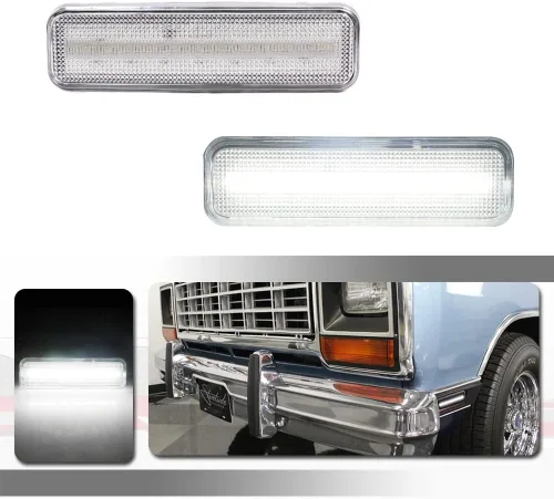Miniatura 17 de Compatible con 1971-1993 Dodge RAM Charger D100 D150 D250 D350 Plymouth Pickup Truck Luces de Marcador Lateral del Parachoques Delantero Lente Lente