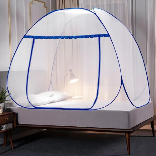 Miniatura 9 de Mengersi Tienda de Mosquitera para Cama, Dosel de Cama Desplegable con Fondo de Red, Tienda de Cama con Mosquitera para Niños y Niñas, Cama, Gris