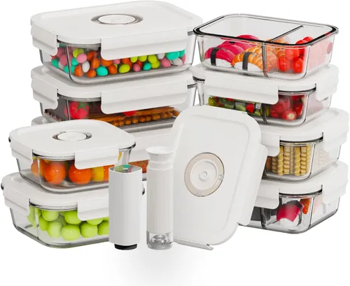 Miniatura 10 de HOLDN’ STORAGE Recipientes de almacenamiento al vacío para alimentos, juego de 4 recipientes de compartimentos y bomba electrónica - Mantenga