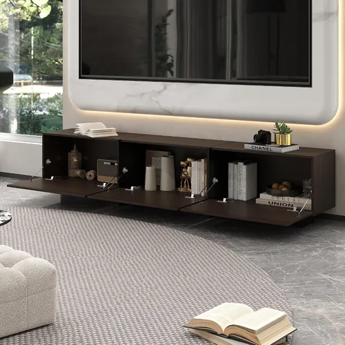 Miniatura 3 de AIEGLE Soporte de TV de 71.7 pulgadas de ancho con 3 cajones abatibles, moderno centro de entretenimiento con almacenamiento, mesa de consola