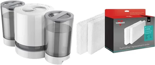 Vornado EV200 Humidificador evaporativo para toda la habitación con SimpleTank, capacidad de 1.5 galones, color blanco y mecha humidificador de