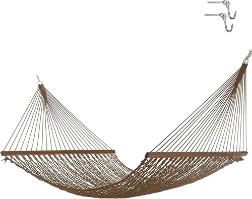 Miniatura 7 de Nags Head Hammocks First Mate - Hamaca de cuerda DuraCord azul marino, 12 pies x 50 pulgadas, capacidad de 450 libras, barra esparcidora Cumaru