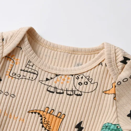 Miniatura 86 de Conjunto de 3 piezas de ropa de bebé recién nacido con estampado de manga larga + pantalones + sombrero