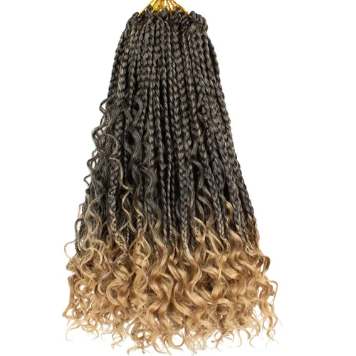 Miniatura 12 de Beverlee Goddess Box - Trenzas de ganchillo de 8 pulgadas, 8 paquetes de trenzas de ganchillo bohemias, extremos rizados, pelo sintético rizado