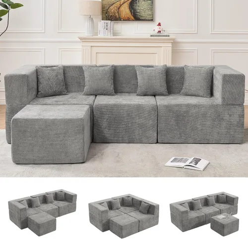 Miniatura 38 de MONVANE 55.5" Convertible Loveseat Sofa, 2-in-1 Boneless Sleeper Sofa Bed Futon Couch with Storage Pocket, Comfy Chenille Deep Seat Boneless Couch