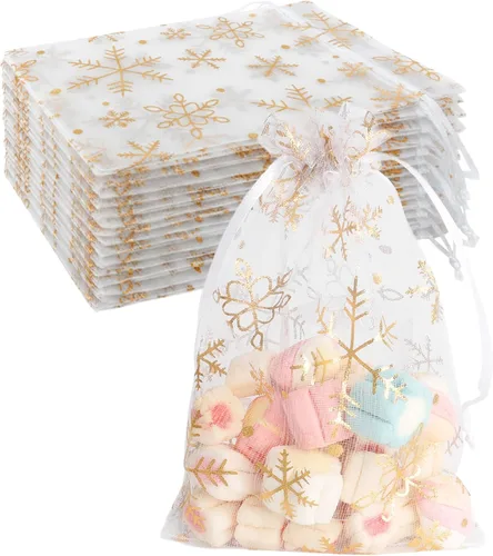 Miniatura 23 de Bolsas de organza, bolsa de organza transparente, 50 unidades, pequeñas bolsas de organza con cordón de 3 x 4 pulgadas, bolsas de regalo de joyería