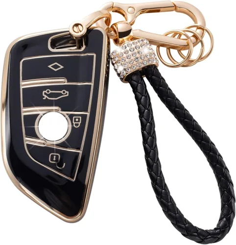 Miniatura 26 de Gematay Funda protectora para llavero VW Volkswagen con cordón para llavero, compatible con VW Jetta Golf Polo MK7 Passat Beetle Smart Key Case