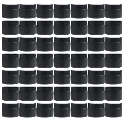 Miniatura 9 de 2oz Frasco de vidrio ámbar de tamaño para viajes, 4 piezas de envases vacíos para loción cosmética con tapa negra y espátula, frasco mini pequeño