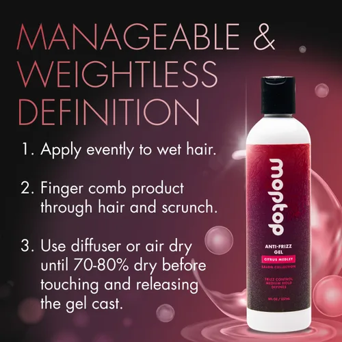 Miniatura 5 de MopTop Gel para el cabello anti encrespamiento de salón – Gel definidor de rizos de calidad de salón para mejorar el cabello ondulado, rizado