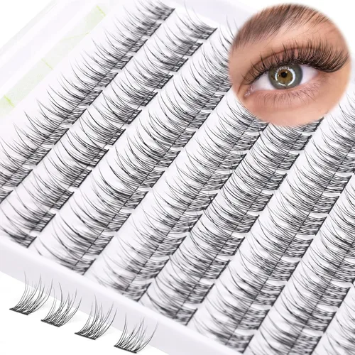 Miniatura 12 de ALICE Extensiones de pestañas en racimo para bricolaje, 240 unidades, de 0.55-0.78 pulgadas, pestañas individuales en racimo de pestañas naturales