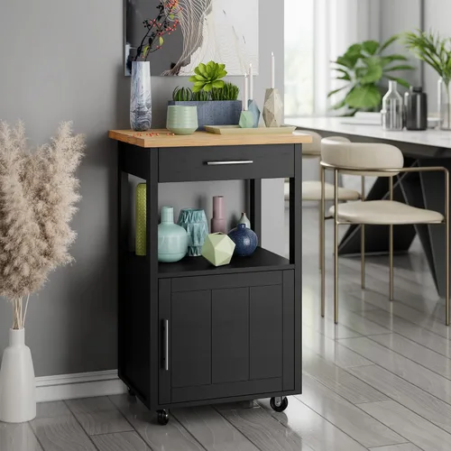 JY QAQA Isla de cocina de 22" con ruedas con gabinete de almacenamiento, carrito de cocina con estantes, mango de carrito para toallero o movilidad