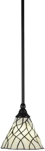 Miniatura 50 de Toltec Lighting Tallo Colgado Mini colgante, acabado de cobre negro, 3.5" cuadrado humo burbuja vidrio