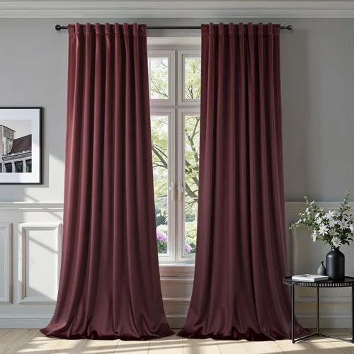 Miniatura 49 de Cortinas de terciopelo opacas para oscurecer la habitación de 63 pulgadas de largo para sala de estar, comedor, 2 paneles, privacidad pesada