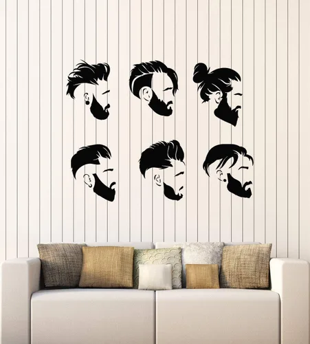 WallStickers4ever Vinyl Wall Decal Men's Haircuts Boy Style Barbershop Stickers Mural Large Decor (g1803) Black
