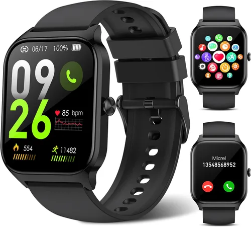 Smart Watch for Men Women Make Call Answer 1.85" with 20+ Sport Modes Fitness Tracker Sleep Spo2 Heart Rate Monitor Smartwatch Waterproof Pedometer