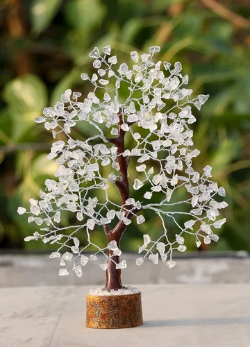 Miniatura 24 de Crocon Árbol de la vida de cristal de cuarzo transparente, chakra para energía positiva, decoración de Feng Shui, árbol bonsái de dinero con piedras