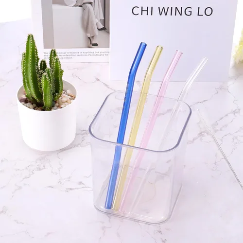 Miniatura 5 de uxcell Pajitas de vidrio reutilizables, 8 popotes de repuesto de vaso de viaje de 7.874 x 0.236 in con dos cepillos de limpieza para bebidas de té