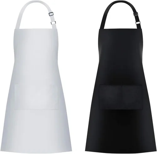 Miniatura 16 de Jubatus Paquete de 1 delantal con peto con 2 bolsillos, delantal de cocina de chef para mujeres y hombres, color negro