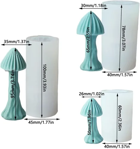 Miniatura 2 de Cestony 3 moldes de silicona para velas de hongos 3D para hacer velas de resina para aromaterapia, velas de cera y arcilla artesanal