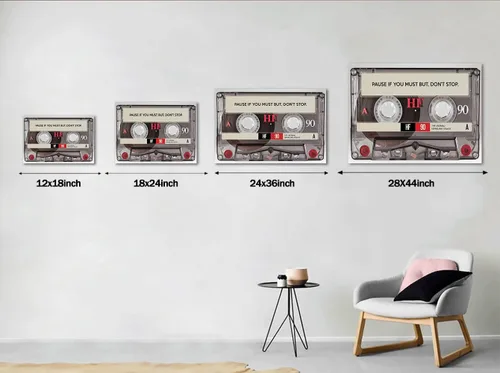 Miniatura 5 de Pause If You Must but Don't Stop Positive Quotes Posters and Prints - Lienzo inspirador, arte de pared, cinta retro para amantes de la música