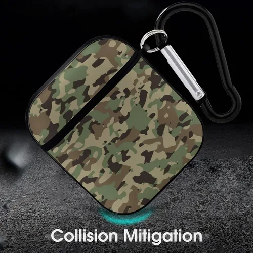 Miniatura 6 de Funda protectora de silicona compatible con AirPods 2 y 1 (camuflaje militar de camuflaje frío)