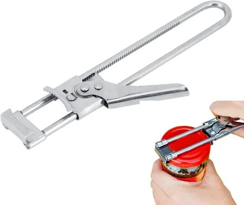 Abridor de tarros ajustable, abrebotellas manual multifuncional de acero inoxidable, abridor de latas, agarrador de tapa de frasco, herramienta de