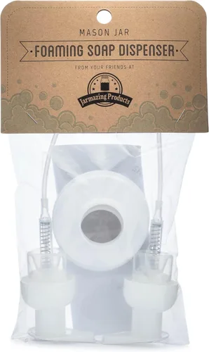 Miniatura 3 de Jarmazing Products Mason Jar - Tapas dispensadoras de jabón espumoso, incluye calcomanías impermeables, color blanco, paquete de 2