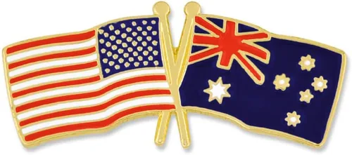 Miniatura 81 de PinMart Pin de solapa esmaltado con bandera de la amistad cruzada de Estados Unidos y el mundo