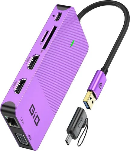 Miniatura 8 de Estación de acoplamiento USB GIQ USB C HUB USB 3.0 a HDMI dual Adaptador VGA de triple pantalla USB C Estación de acoplamiento para portátil Monitor