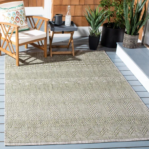 Miniatura 56 de SAFAVIEH Alfombra lavable para exteriores, colección Courtyard de 2.3 x 16 pies, color negro y gris, no desprende pelusa y de fácil limpieza, ideal