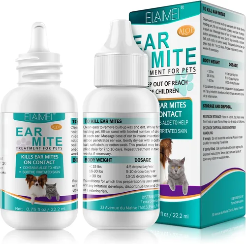 Tratamiento de Ácaros de Oído para Perros, Tratamiento de Infección de Oído para Perros, Tratamiento de Ácaros del Oído para Infección por Levadura