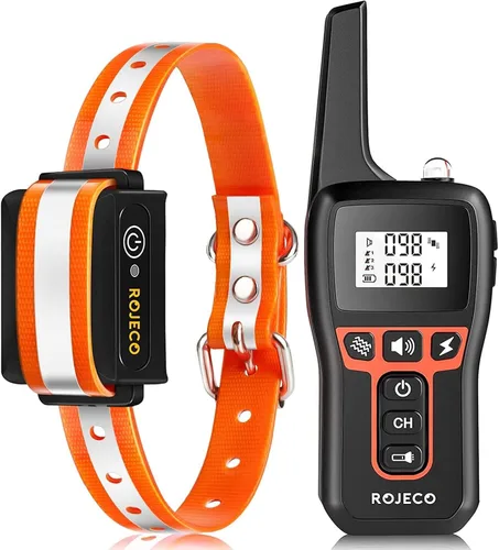 ROJECO Collar de entrenamiento para perros con control remoto de 3300 pies, IPX7 impermeable, recargable, collar de choque para perros grandes,