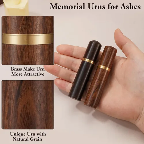 Miniatura 3 de SOITIS Juego de dos pequeñas urnas de madera, mini urnas para cenizas, urnas de cremación para cenizas humanas, urnas decorativas, recuerdo