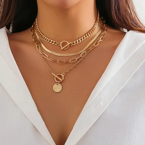 Miniatura 15 de Long tiantian Collares en capas para mujer, joyería occidental para mujer, collar de moneda apilable, collar de país, moderno, bohemio, verano