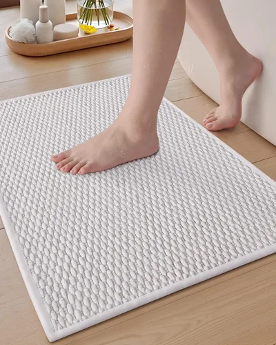 Miniatura 3 de Color&Geometry Alfombras de baño con parte trasera de goma, antideslizante, lavable a máquina, alfombra bohemia de felpilla suave y absorbente