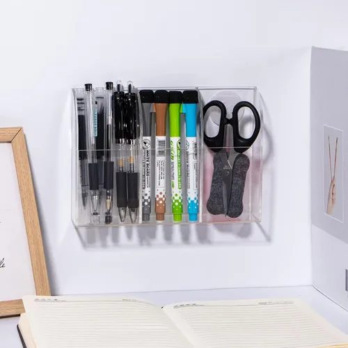 Miniatura 6 de Yeeco Soporte de acrílico para control remoto, 3 compartimentos, soporte de control remoto transparente, 7.9 pulgadas, 1.6 pulgadas, 5.6 pulgadas
